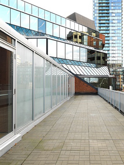 Outdoor terrace, looking north over Rosedale Valley