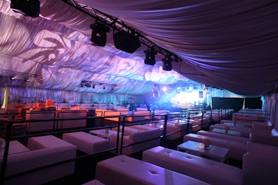 White lounge furniture under structure with liner
