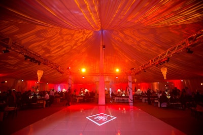 Pole tent with liner and lighting