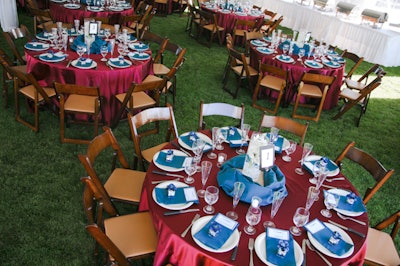 Fruit-wood folding chairs and specialty linens