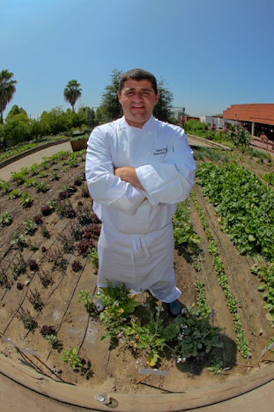 Chef David Teig in the Urban Garden, fresh ingredients are used at the Sheraton Fairplex Hotel & Conference Center and at Table-to-Farm dinners.