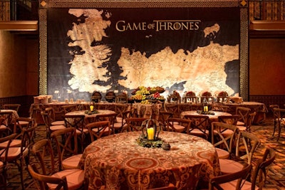 Imagery from the show was used throughout the decor, including a map showing the fictional continents of Westeros and Essos.