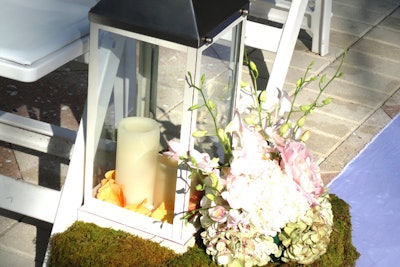 The Hamptons-style lantern has a nickel chrome top
