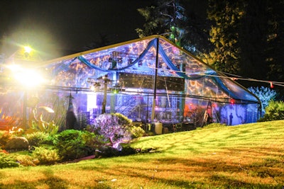 Pole tent with cocktail tables