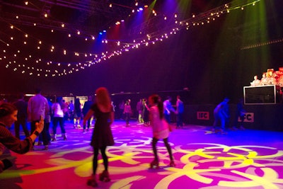 One of the surprises at the Unexpectaganza was an indoor roller-skating rink provided by Buffalo's Neon Entertainment complete with a lighting package that projected moving designs onto the floor. Other entertainment included a 'Comedy Bang! Bang! Dunk! Dunk!' tank where attendees had the chance to dunk IFC employees.