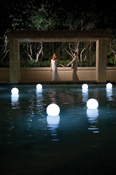 Floating light spheres offer an enchanting glow.