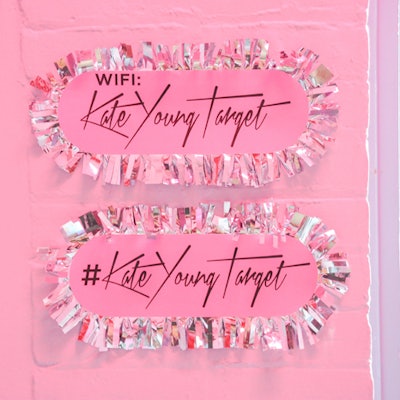 To encourage social media activity, signage surrounded by festive streamer paper indicated the special 'Kate Young Target' Wi-Fi account and Twitter and Instagram hashtag.