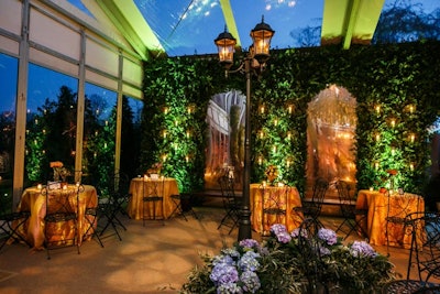 Fruit and flower centerpieces from Jack H. Lucky Floral Designs topped the tables.