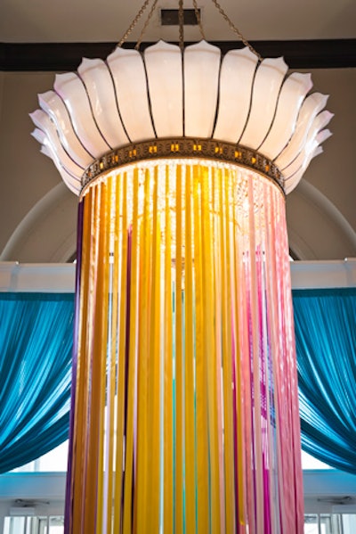 William Fulgham Design Associates' ribbon chandelier had colorful, low-hanging fringe.