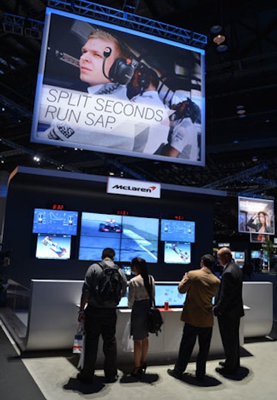 In the Showcase area, SAP recreated a model of the command center it produced for McLaren race cars.
