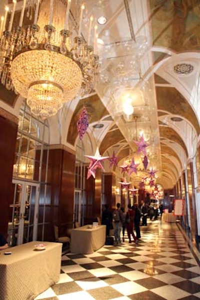 Three-dimensional pink decor and stars guided guests into the ballroom for the main event.