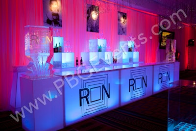 Illuminated White Acrylic Bar with Back Bar