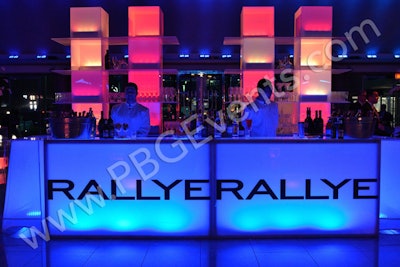 Illuminated White Acrylic Bar with Back Bar