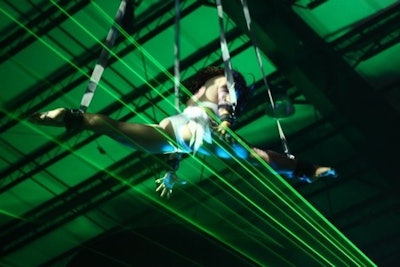 Suspended over laser lights