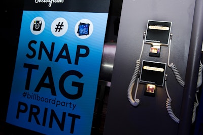 Photo booths, like the one used at the February Billboard relaunch party in New York, that encourage guests to share moments from an event to social networks can help boost R.O.I.