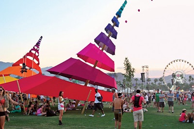 Coachella continues to grow; in 2012, the event expanded from one weekend to two. About 80,000 people a day turned out at this year's festival (pictured), which also drew brands like H&M, Armani Exchange, and Chevrolet.