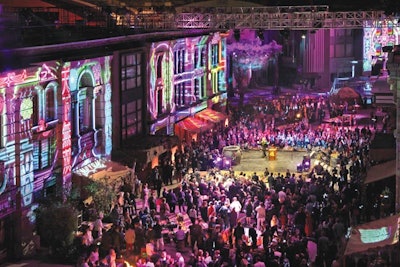 Kresa created pyro-centric projections at Warner Brothers International Television Distribution gala.