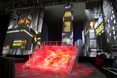 The reception space featured a replica of the iconic TKTS booth in Times Square.