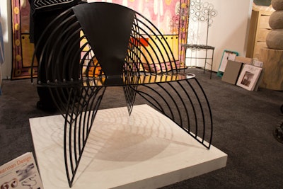 The bold geometric chair by Laurie Beckerman Design is made of steel. It sells for $3,500 to the trade or $4,500 retail.