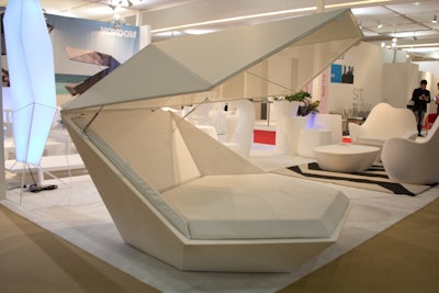 The large indoor-outdoor chair from the Monoo Collection has a roof that comes down to enclose the sitter inside a pod. It sells for from $8,000 to $13,000 and can be tricked out with lighting, battery power, and Bluetooth capabilities.