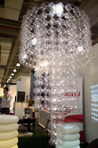 Milan-based Puff Buff displayed a chandelier made of inflatable plastic balls.