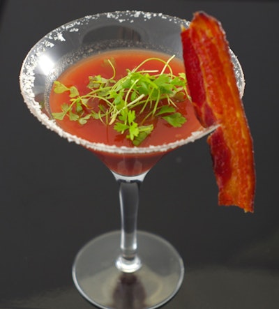 FoodInk's 'Smokey Bloody Mary' included candied bacon on the rim for a summer barbecue event.