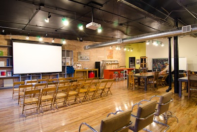 The loft can seat up to 75 for theater-style events.