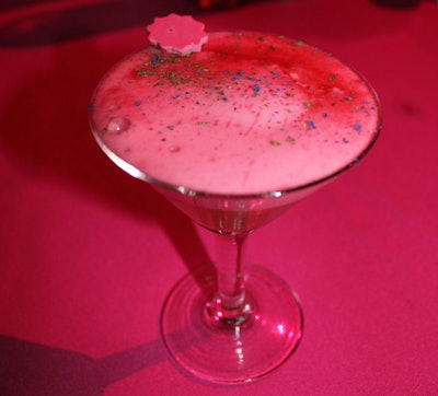 Also at the Corcoran Gallery, Joe Ambrose from P.O.V. used eau de vie poire, armagnac, elderflower liquor, pear and lemon juices, and maple syrup to create a fruity martini garnished with berry foam and a dehydrated raspberry meringue.