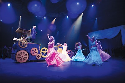 At Bell Canada’s annual gala fund-raiser in October, performers built a surreal vehicle called “the Dream Machine” during the reception, finding cogs scattered around the room. Once completed, the contraption was driven into the dining room, signaling the start of the main event.