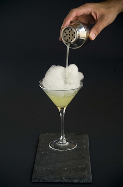 The Bazaar at the SLS Hotel at Beverly Hills offers the 'Magic Mojito,' which includes muddled limes and mint leaves, sugar, rum, club soda, and ice, strained over fresh cotton candy.