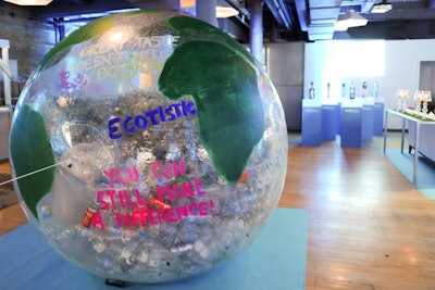 A 'globe of garbage' illustrated how much waste consumers can save by using a SodaStream machine.