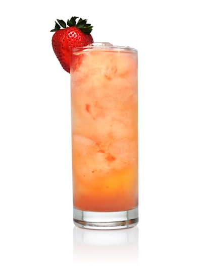 Like strawberry shortcake in a glass: the Red Velvet Shortcake cocktail includes 1½ ounces of the new Zing Red Velvet vodka, two ounces of cream soda, two muddled strawberries, and a splash of lemon juice.