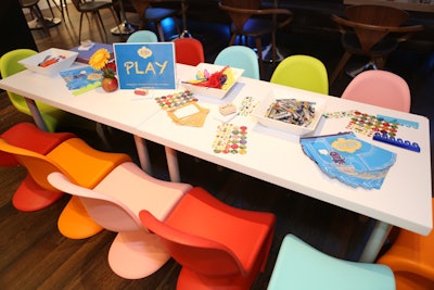 Brightly hued furniture rentals from Taylor Creative came in children's sizes.