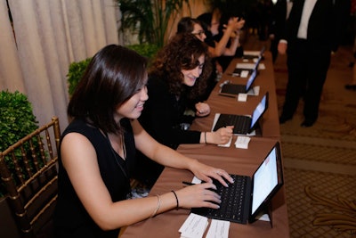 Microsoft's contribution of 85 Surface tablets helped pave the way for an efficient and fuss-free electronic check-in system; it also served as an eco-friendly nod to reducing paper use. The 'Surface' logo was also displayed on the step-and-repeat backdrop.