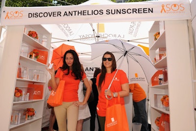 Visitors could opt to have their skin checked by a board-certified dermatologist inside a tented area or purchase Anthelios products at the on-site pop-up shop (pictured).
