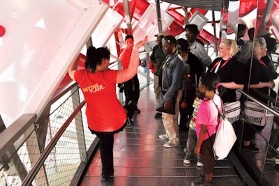 The interactive pavilion on Olympic grounds triggered sounds and music.