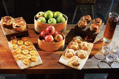 Interactive American Apple Culinary Break, which involves a specialist teaching the craft of creating apple pie, as well as a spread of apple tarts, fresh apples, and apple juice, by the Park Hyatt Washington