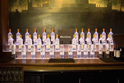 Vodka sponsor Ketel One displayed its product in the cocktail hour in the Oak Room. The brand encouraged guests to interact on social media with a sign displaying its Twitter handle.