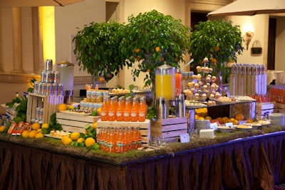 Florida Orange Break, including orange-laced cookies and macarons, orange chocolate-covered cherries and apricots, orange-ginger muffins, frozen orange pops, crystalized orange rings, and a variety of orange-flavored beverages, by Boca Raton Resort & Club in Florida