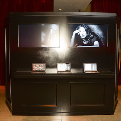 Also fashioned in black molding as part of the overall design aesthetic was corporate sponsor HP's installation that featured a specially developed app of the C.F.D.A. Awards journal on the computers. There was also a video loop of journal images shot by Peter Lindbergh on the screens.