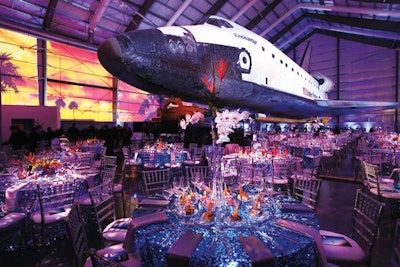 Guests at the California Science Center's 2013 Discovery Ball dined under the wings of the Endeavor space shuttle.