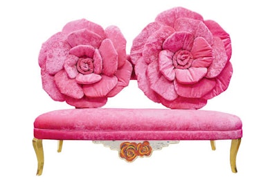 D’Rose sofa in fuschia, $625, available in Los Angeles, New York, and Miami from Luxe Event Rentals