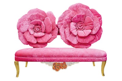 D’Rose sofa in fuschia, $625, available in Los Angeles, New York, and Miami from Luxe Event Rentals