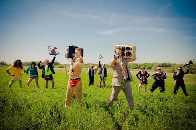 Gary (pictured, left) and Tom aim to bring people together through the common joy of partying at their 'decentralized' dance parties, roving events where hundreds of people carry synchronized boom boxes through a city.