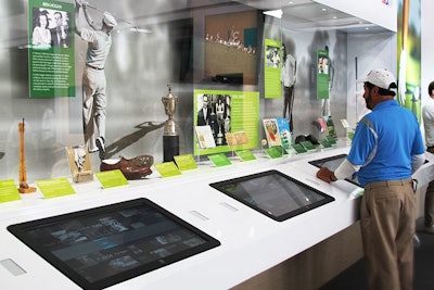 Memorabilia from the U.S.G.A. Museum was on display, highlighting the four previous U.S. Open Championships held at Merion (1934, 1950, 1971, and 1981). The exhibit featured photos, historical accounts, trophies, and other artifacts celebrating the history between the golf club and the association.