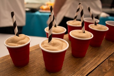 Served alongside Kokestu's mini sandwiches were chilled espresso shots topped with dollops of tiramisu, presented in tiny red Solo cups.