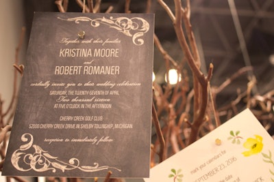 Chalkboard-like design details can offer a crafty, lighthearted vibe. Tag & Company offers a flat-printed invitation.