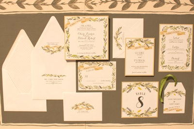Quaint, hand-painted illustrations were spotted all over the trade show floor, including at the booth for B.T. Elements' that showcased the Claire invitation suite from its Ashton Collection.