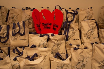V.I.P. guests received tote bags stuffed with swag from companies like Bliss, Dean & Deluca, OXO, and Brooklyn Slate Company. Guests could also pick up foam lobster claws.