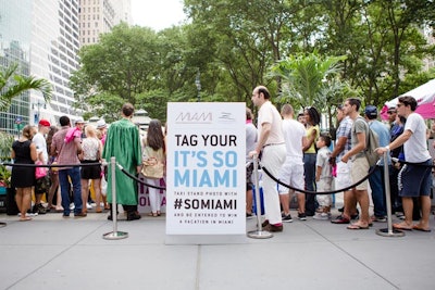 As visitors to the promotion waited in line, they could upload pictures to Instagram and Twitter with the hashtag #SoMiami, which entered them for a chance to win a free trip to Miami.